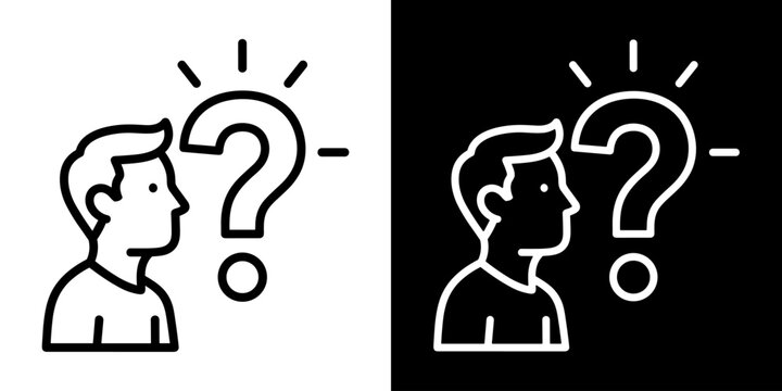 Curiosity icon concept in flat black and white style on clean background vector illustration design.	