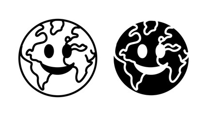 Fototapeta premium The Earth is joyfully represented with a cheerful smiley face, symbolizing global happiness.
