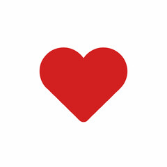 Simple Vibrant Red Heart Shape Isolated on Clean White Background with Smooth Edges and No Distractions