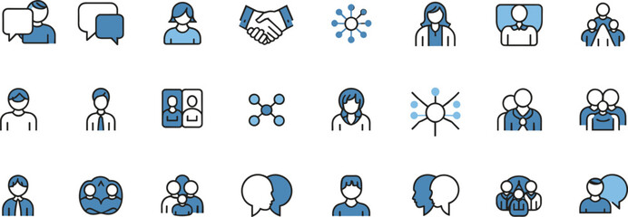 Communication icons, networking symbols, social media graphics, teamwork illustration, collaboration design, business connection, digital interaction, profile avatar, handshake concept, group chat