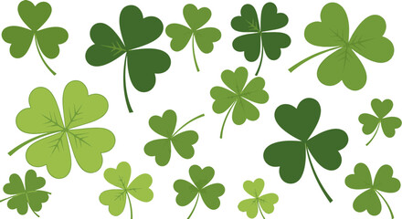 Fototapeta premium Clover Shamrock Leaves Pattern Green Background Lucky Design for Saint Patricks Day