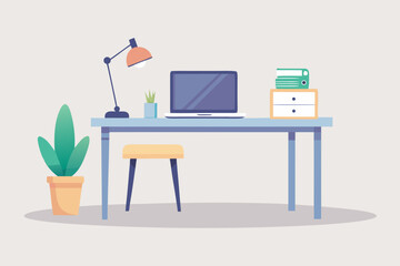 Fototapeta premium Modern office workspace with computer and decor