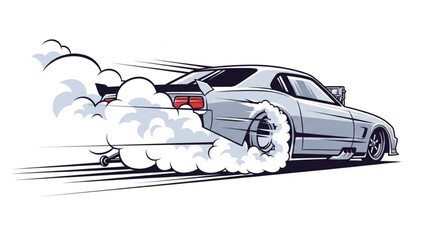 Sports Car Doing Burnout with Smoke. © Ceer