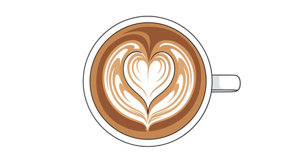 Coffee Cup with Heart Latte Art.