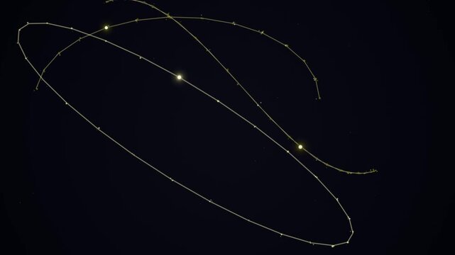 Multiple Orbits Around Celestial Body in Space.