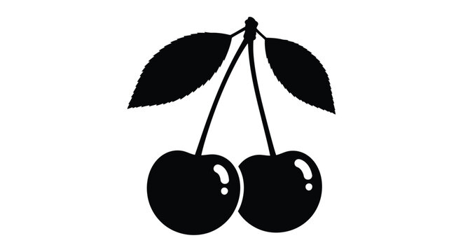 A minimal illustration of two cherries hanging from a stem silhouette
