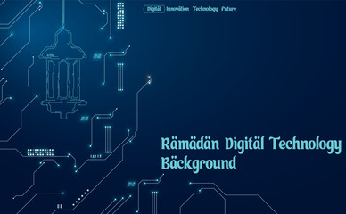 Minimal Ramadan Tech Background with Islamic Lantern Design
