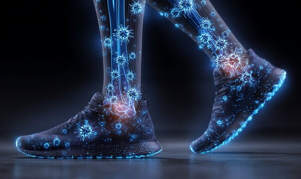 Restless Legs Syndrome RLS - Highlighted nerves showing Neuropathic foot and leg pain - 3D illustration