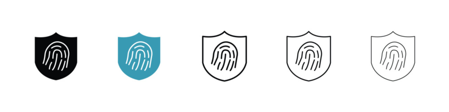 Biometric security icon in line art style on white background for graphic and web design.