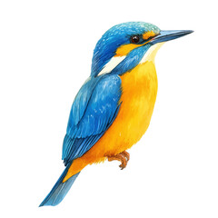 Fototapeta premium Kingfisher, vibrant watercolor vector, isolated on a white background, high quality and detailed design.