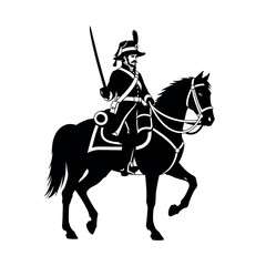 Historical Cavalry Soldier on Horseback Silhouette.