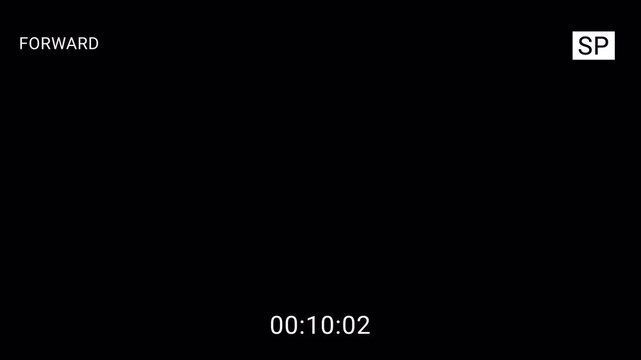 4K VHS video tape forward screen overlay with static distortion, analog noise, and timestamp, transparent background visual effect loop video animation seamless loop. 4K Video