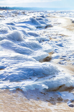 Winter coastal landscape of the frozen Baltic Sea