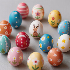 Fototapeta premium vaporwave, easter eggs with unique designs for festive celebrations (easter greetings, spring holiday prints)