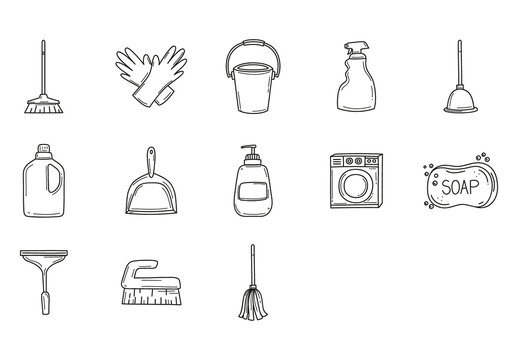 Cleaning Items Illustration Set