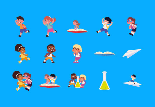 Kids School Illustration Set