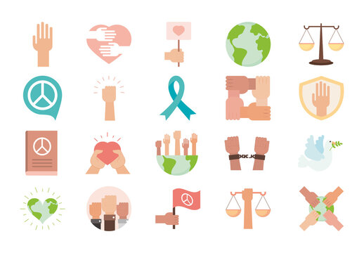 Peace Human Rights Icons Set