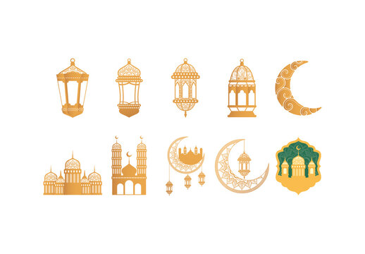 Islamic Ramadan Lantern Illustration Set