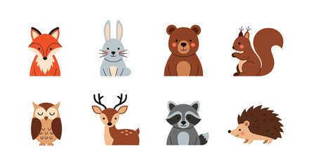 Fototapeta premium Cartoon forest animals illustration