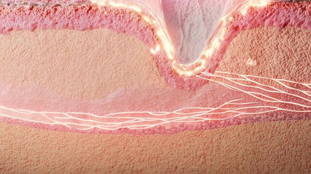 Skin Care Serum Absorption into Pores.