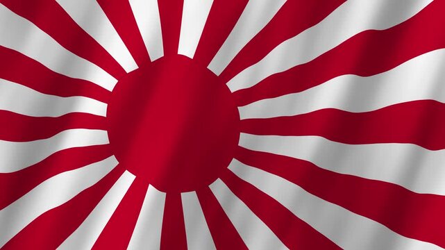 Japan Rising Sun Flag Waving, Realistic Rays Sunburst 4K Animation