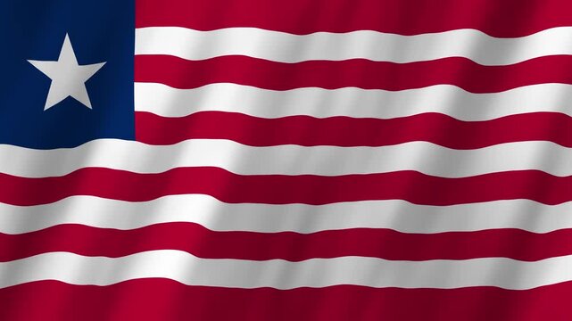 Liberia Flag Waving on Wind, Realistic 4K Background Animation