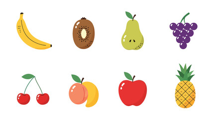 Colorful assortment of fresh fruit illustrations © Insto