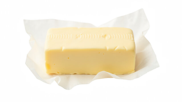 Butter dairy yellow rectangular creamy solid food isolated paper ingredient fresh natural fat cooking baking breakfast snack unsalted soft smooth