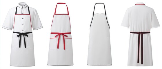 Chef uniforms aprons isolated white background culinary cuisine concept