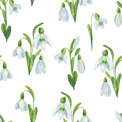 Seamless pattern snowdrops