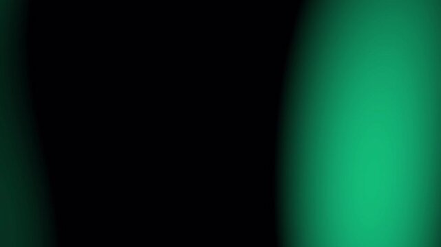 Abstract emerald green light leaks overlay with soft bokeh on black background for compositing