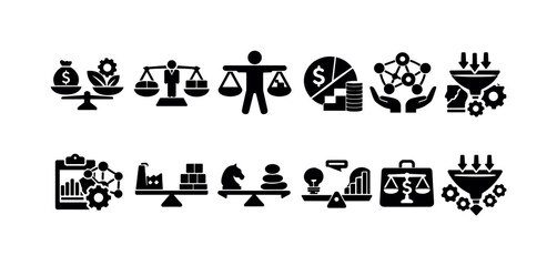 Fitness and gym silhouette icon set. Workout, exercise, health icons silhouette collection