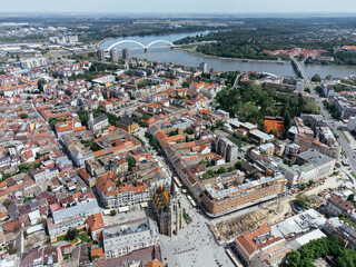 Obraz premium Drone flight above the Novi Sad city, Serbia.