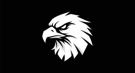 Eagle head silhouette on black background