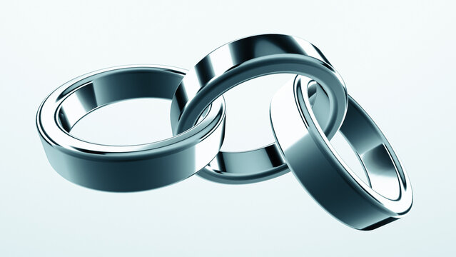 3d Metallic Rings. Chain