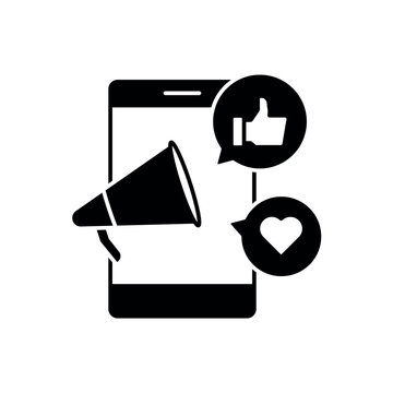icon a social media pr with smartphone and megaphone feedback, isolated against a clean background.
