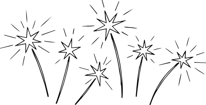 sparkler starburst line drawing vector fireworks celebration