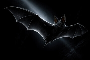 Close up bat in flight with wings spread
