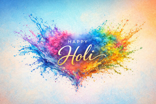 Holi poster: happy holi poster design; typography happy holi