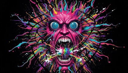 Fototapeta premium Colorful Abstract Explosion of Emotion with Vivid Elements and Intense Features