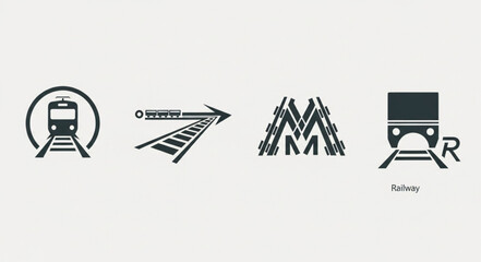 Collection of train and railway icons and symbols. © Boti