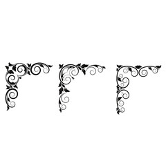 Black floral corner designs for decoration and design