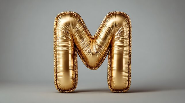 Metallic gold letter m foil balloon high resolution photo