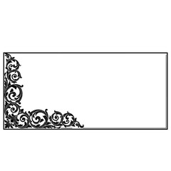 Elegant black floral border design element on for decoration and framing purposes easily