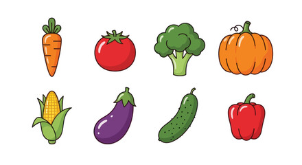 Fototapeta premium Colorful vegetables illustration on white