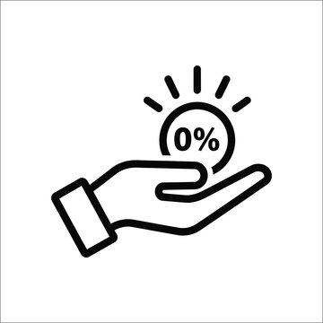 Hand holding zero percent financial offer icon