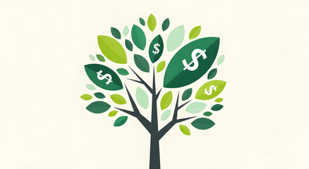 Stunning tree with dollar sign leaves symbolizing financial growth