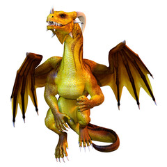 3D Rendering Fairy Tale Dragon on White