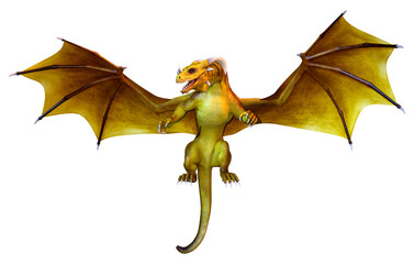 3D Rendering Fairy Tale Dragon on White