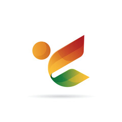 Modern Abstract Logo of Human Figure with Gradient Leaves for Personal Growth and Wellness Identity